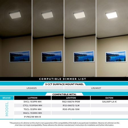 Luxrite 1x1 FT LED Panel Flush Mount Light 5 CCT Selectable 2700K-5000K 18W 1500LM Dimmable UL LR24025-1PK